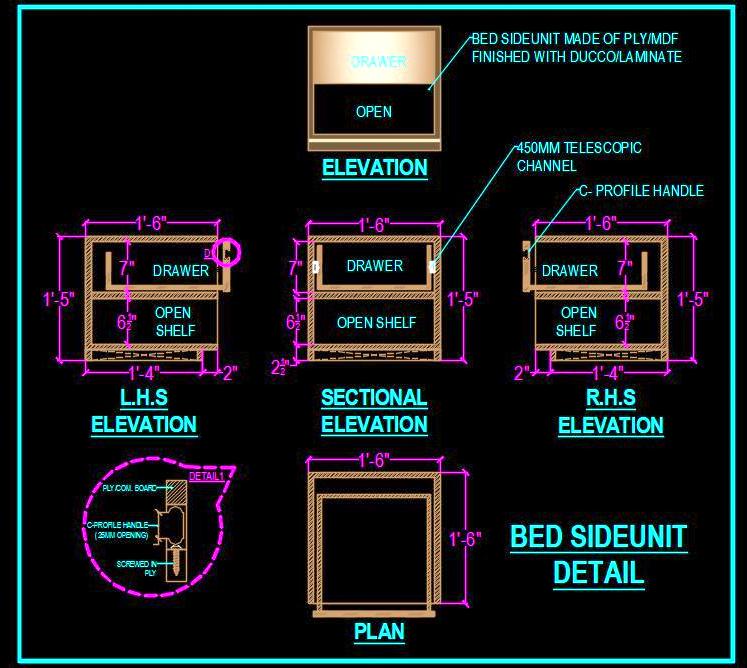 Side Table Design CAD Detail for Furniture Projects